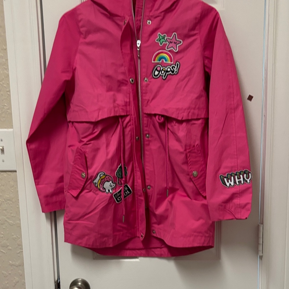 Ost Pink Raincoat with Playful Patches